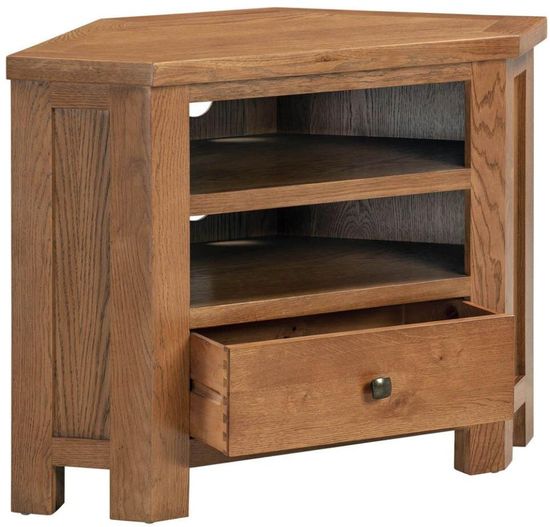 Original Rustic Oak 90cm Corner TV Unit