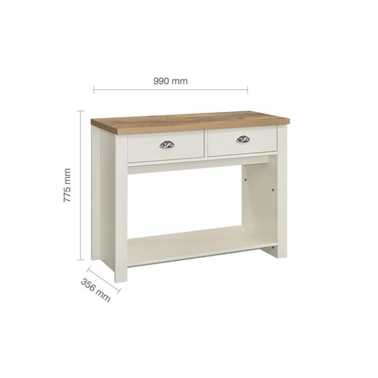 Highgate Cream Painted 2 Drawer Console Table
