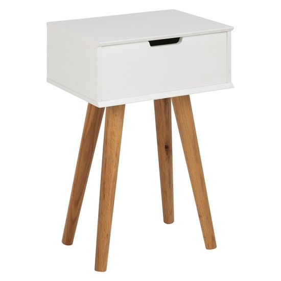 Mitra White and Oak 1 Drawer Bedside Table