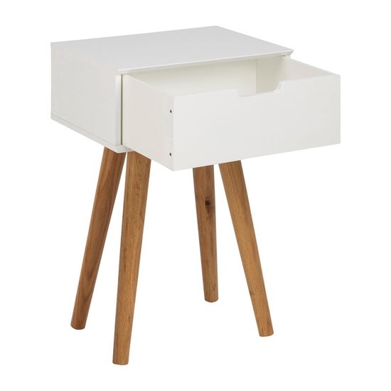Mitra White and Oak 1 Drawer Bedside Table