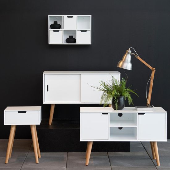 Mitra White and Oak 1 Drawer Bedside Table