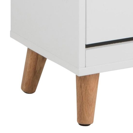 Mitra White and Oak Flip Down 3 Door Shoe Cabinet