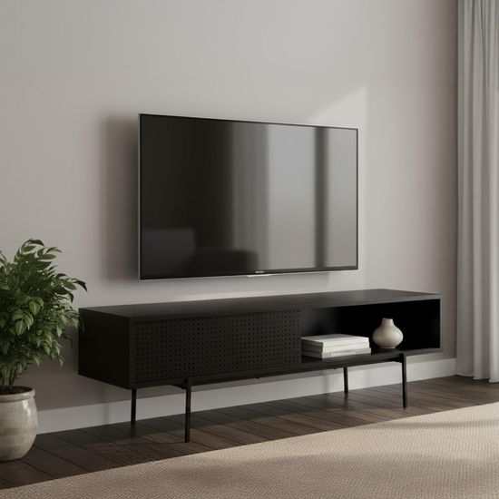 Angus Black Melamine 1 Door TV Unit