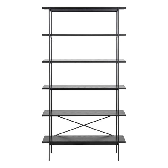 Angus Black Melamine Open Bookcase