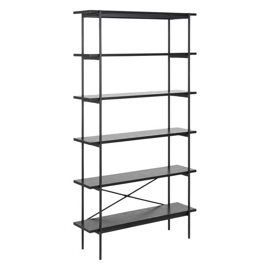 Angus Black Melamine Open Bookcase