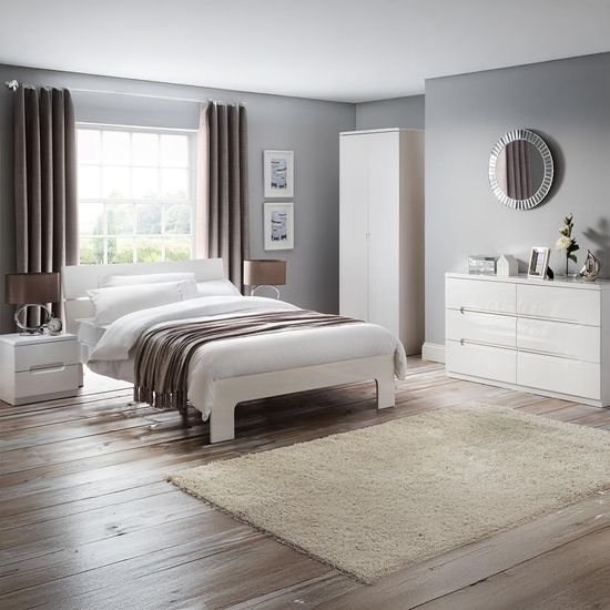 Manhattan White Gloss Bed - Sizes Available