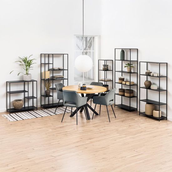 Newcastle Black Open Wide Shelving Unit