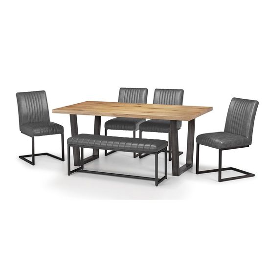 Brooklyn Charcoal Faux Leather Dining Bench