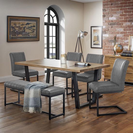 Brooklyn Charcoal Faux Leather Dining Bench