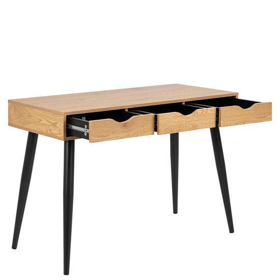 Neptun Oak and Black 3 Drawer Office Desk