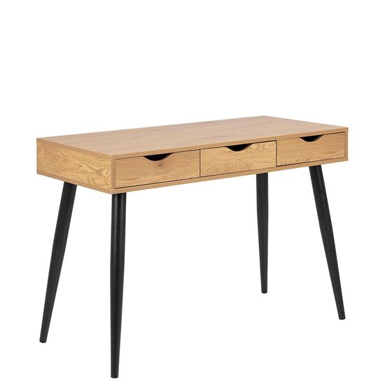 Neptun Oak and Black 3 Drawer Office Desk