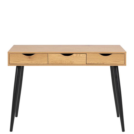 Neptun Oak and Black 3 Drawer Office Desk