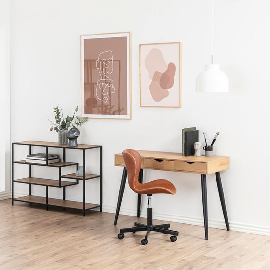 Neptun Oak and Black 3 Drawer Office Desk