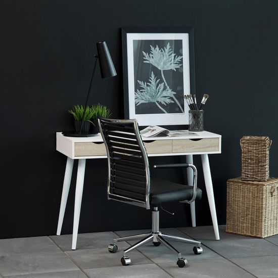 Neptun White and Sonoma Oak 3 Drawer Office Desk