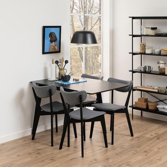Roxby Black 2-4 Seater Drop Leaf Dining Table - 80cm-120cm