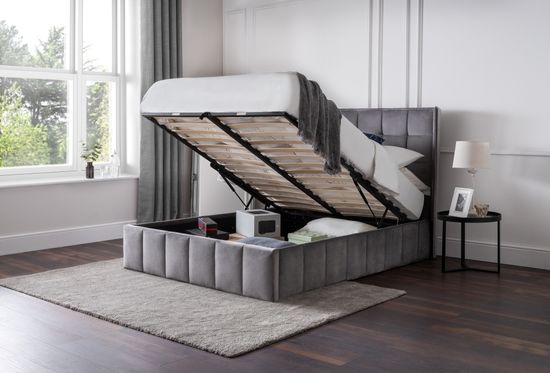 Gatsby Light Grey Fabric Ottoman Storage Bed - Sizes Available