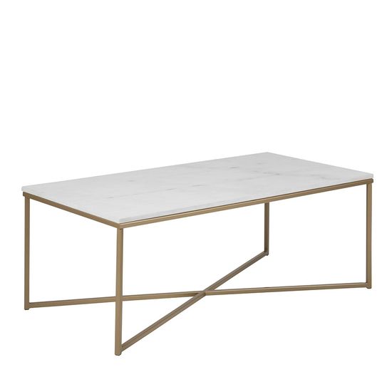 Alisma White Marble Effect and Gold Coffee Table