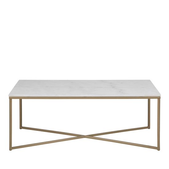 Alisma White Marble Effect and Gold Coffee Table