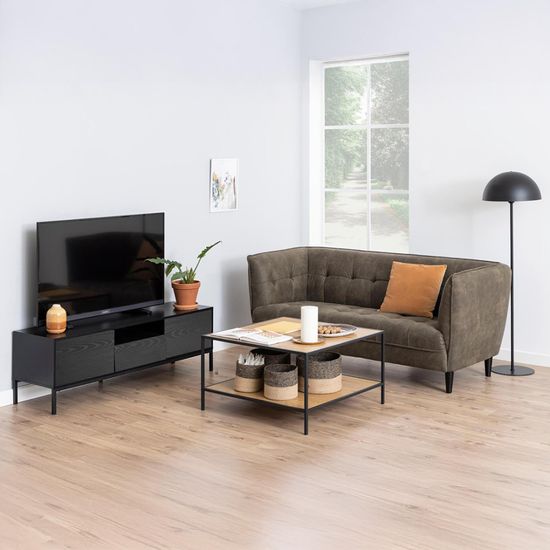 Seaford Black Melamine and Metal Storage TV Unit