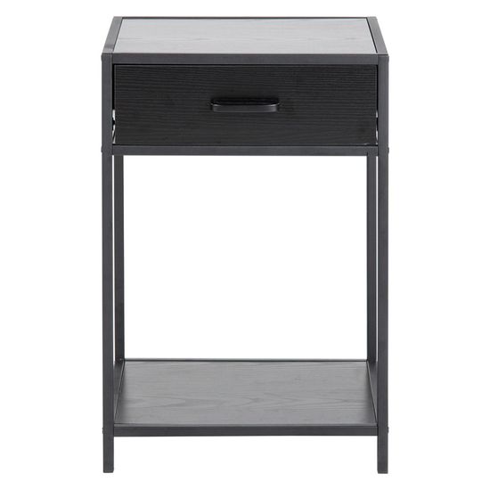 Seaford Black Melamine and Metal 1 Drawer Bedside Table