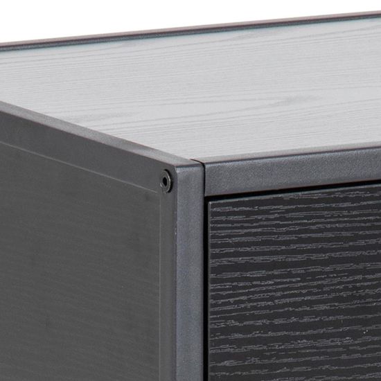 Seaford Black Melamine and Metal 1 Drawer Bedside Table