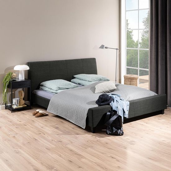 Seaford Black Melamine and Metal 1 Drawer Bedside Table