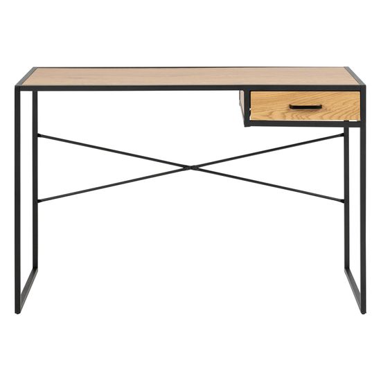 Seaford Oak and Black Metal 1 Drawer Office Desk