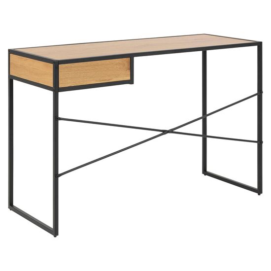 Seaford Oak and Black Metal 1 Drawer Office Desk