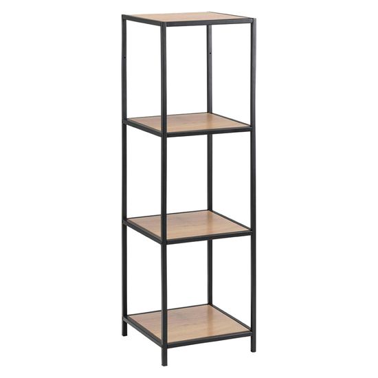Seaford Oak and Black Metal Narrow Open Shelving Unit