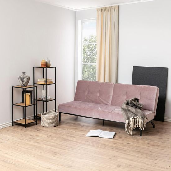 Seaford Oak and Black Metal Narrow Open Shelving Unit