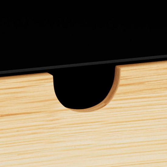 Joliet Black and Bamboo Wood 1 Drawer Bedside Cabinet