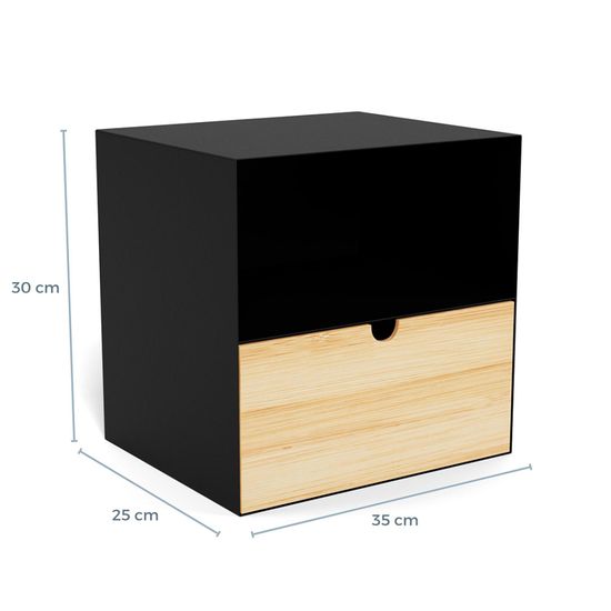 Joliet Black and Bamboo Wood 1 Drawer Bedside Cabinet