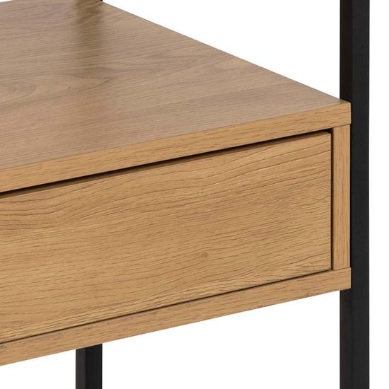 Randolf Oak and Black 1 Drawer Bedside Table