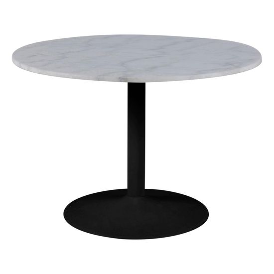 Tarifa White Marble and Black 4 Seater Round Dining Table - 110cm