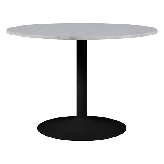 Tarifa White Marble and Black 4 Seater Round Dining Table - 110cm
