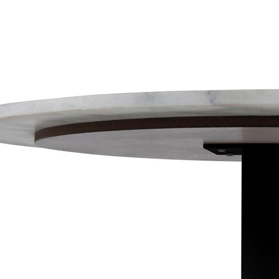 Tarifa White Marble and Black 4 Seater Round Dining Table - 110cm