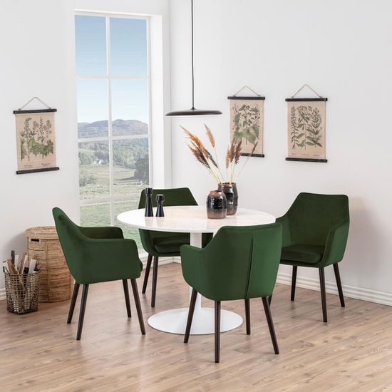 Tarifa White Marble 4 Seater Round Dining Table - 110cm