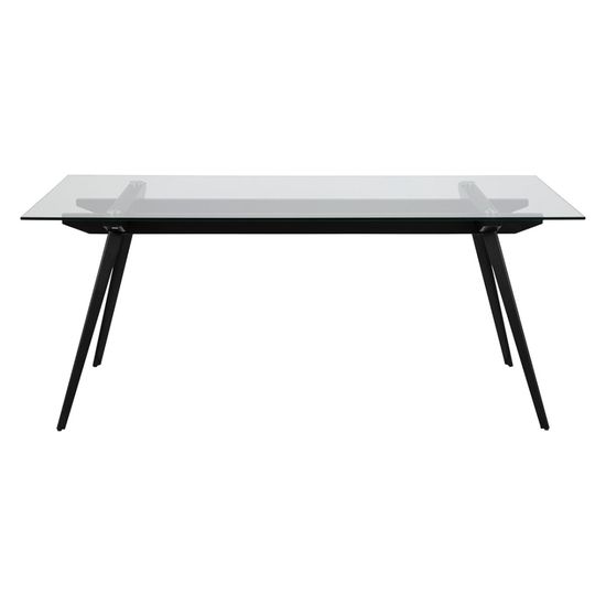 Monti Clear Glass and Black 6 Seater Dining Table - 180cm