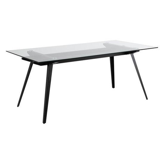 Monti Clear Glass and Black 6 Seater Dining Table - 180cm