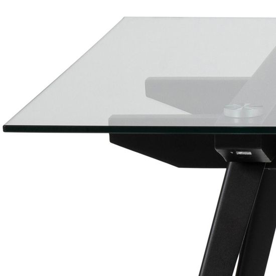Monti Clear Glass and Black 6 Seater Dining Table - 180cm