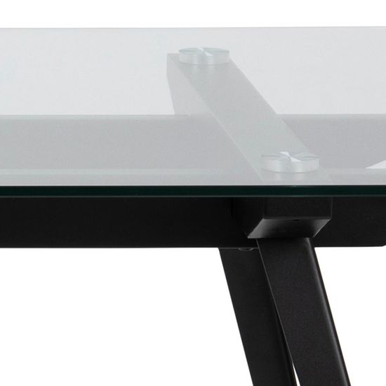 Monti Clear Glass and Black 6 Seater Dining Table - 180cm