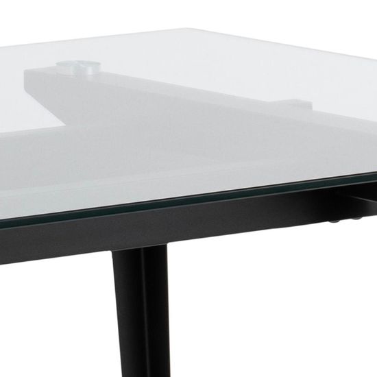 Monti Clear Glass and Black 6 Seater Dining Table - 180cm