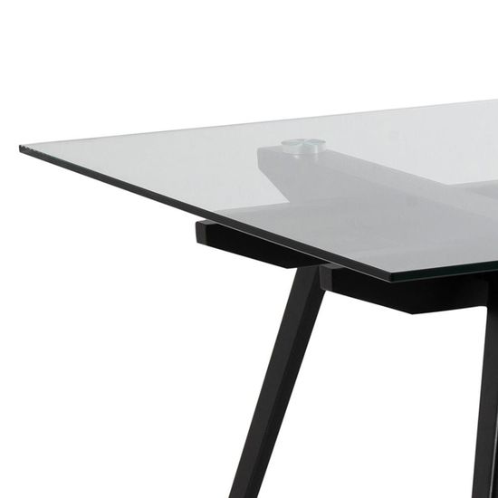 Monti Clear Glass and Black 6 Seater Dining Table - 180cm
