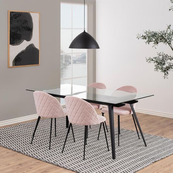 Monti Clear Glass and Black 6 Seater Dining Table - 180cm