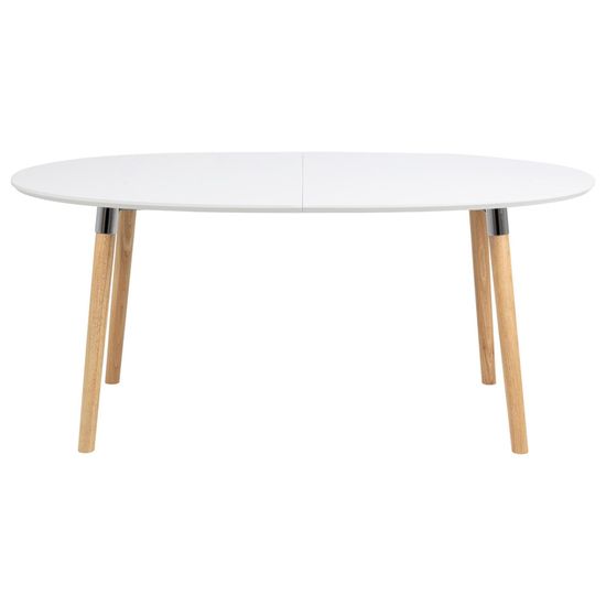 Belina White and Wood 6-10 Seater Extending Oval Dining Table - 170cm-270cm