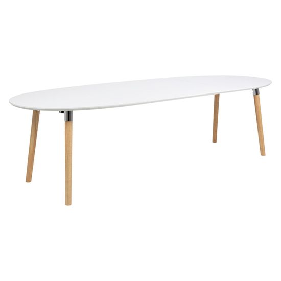 Belina White and Wood 6-10 Seater Extending Oval Dining Table - 170cm-270cm