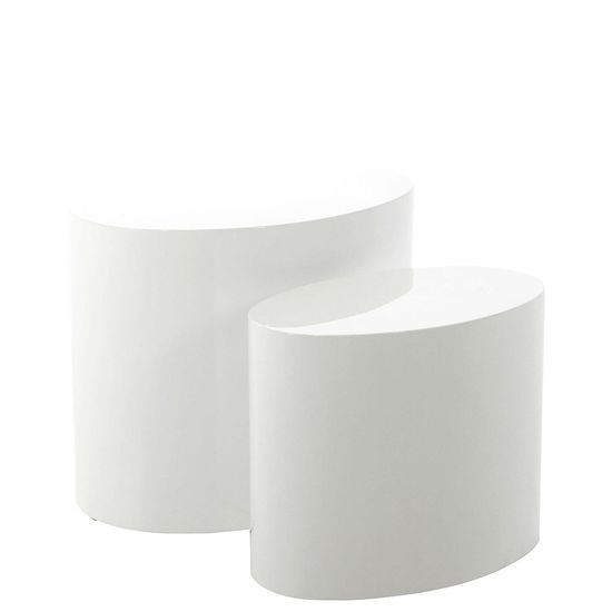 Mice White Gloss Oval Coffee Table - Set of 2