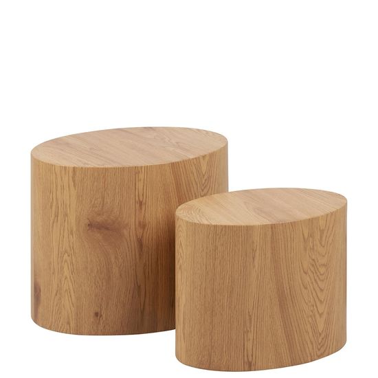 Mice Oak Oval Coffee Table - Set of 2
