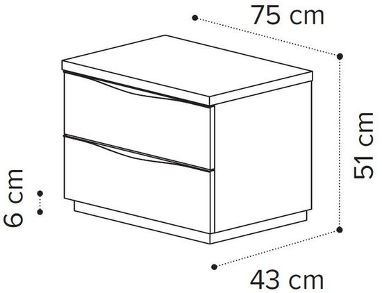 Modum Kharma White Italian 2 Drawer Large Bedside Cabinet
