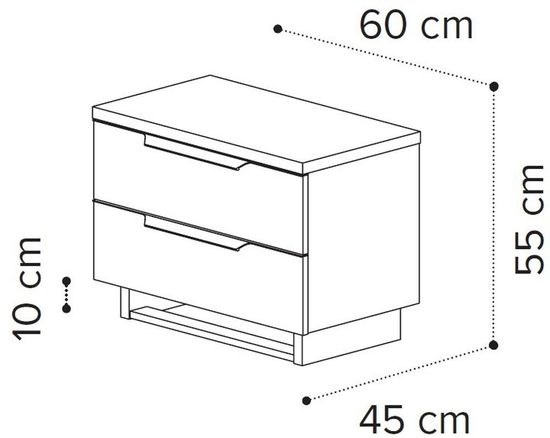Modum Kimera White Italian 2 Drawer Mini Bedside Cabinet